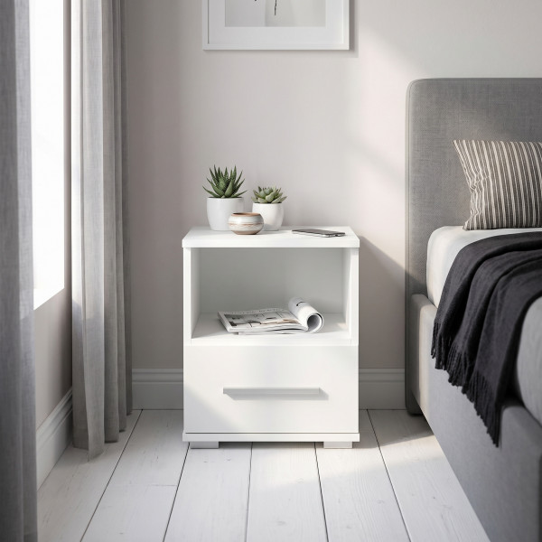 NEST modern éjjeliszekrény fiókkal – fehér – 39 cm