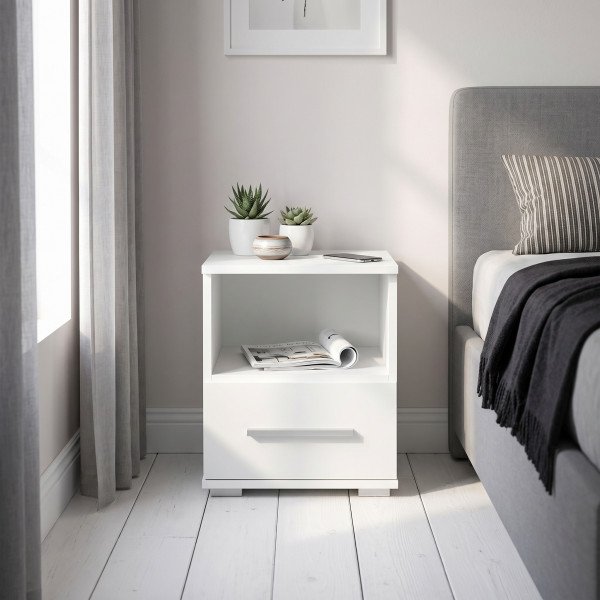 NEST modern éjjeliszekrény fiókkal – fehér – 39 cm