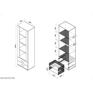 NEST modern vitrin – fehér – 60 cm