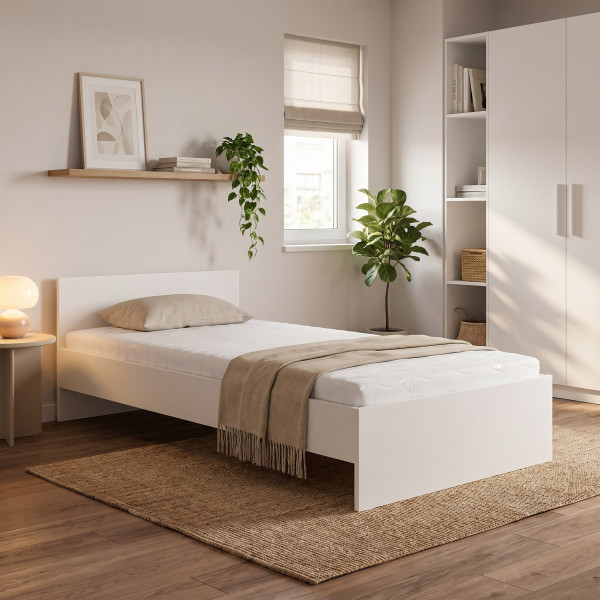 NEST modern egyszemélyes ágy – fehér – 120 × 200 cm
