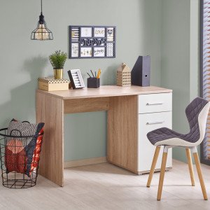 NEST modern íróasztal tárolóval – tölgy / fehér – 120 cm HALMAR