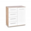 NEST modern komód 4 fiókkal – tölgy / fehér – 77 cm