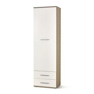 NEST modern polcos szekrény 2 fiókkal – tölgy / fehér – 60 cm