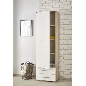 NEST modern polcos szekrény 2 fiókkal – tölgy / fehér – 60 cm