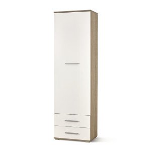 NEST modern polcos szekrény 2 fiókkal – tölgy / fehér – 60 cm HALMAR