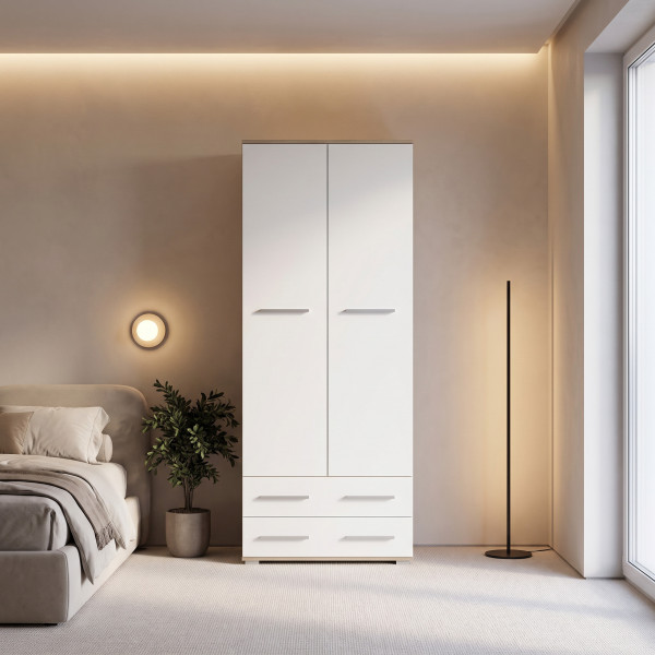 NEST modern tárolószekrény 2 fiókkal – tölgy / fehér – 77 cm