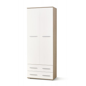 NEST modern tárolószekrény 2 fiókkal – tölgy / fehér – 77 cm