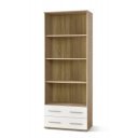 NEST modern könyvespolc 2 fiókkal – tölgy / fehér – 77 cm