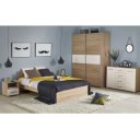 NEST modern tolóajtós gardróbszekrény – tölgy / fehér – 153 cm