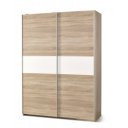 NEST modern tolóajtós gardróbszekrény – tölgy / fehér – 153 cm