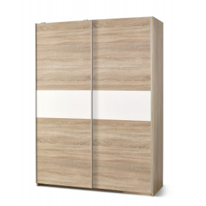 NEST modern tolóajtós gardróbszekrény – tölgy / fehér – 153 cm