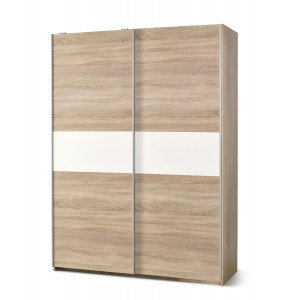 NEST modern tolóajtós gardróbszekrény – tölgy / fehér – 153 cm HALMAR