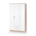 NEST modern gardróbszekrény 2 fiókkal – tölgy / fehér – 120 cm