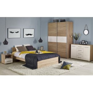 NEST modern éjjeliszekrény fiókkal – tölgy / fehér – 39 cm