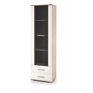 NEST modern vitrin 2 fiókkal – tölgy / fehér – 60 cm