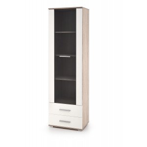 NEST modern vitrin 2 fiókkal – tölgy / fehér – 60 cm HALMAR