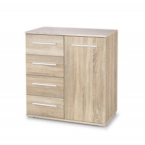 NEST modern komód 4 fiókkal – tölgy – 77 cm HALMAR