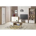 NEST modern komód 4 fiókkal – tölgy / fehér – 116 cm