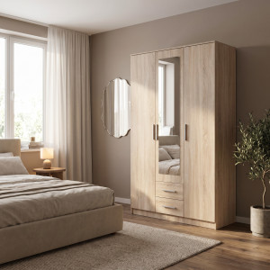 NEST modern gardróbszekrény tükörrel – tölgy – 120 cm HALMAR
