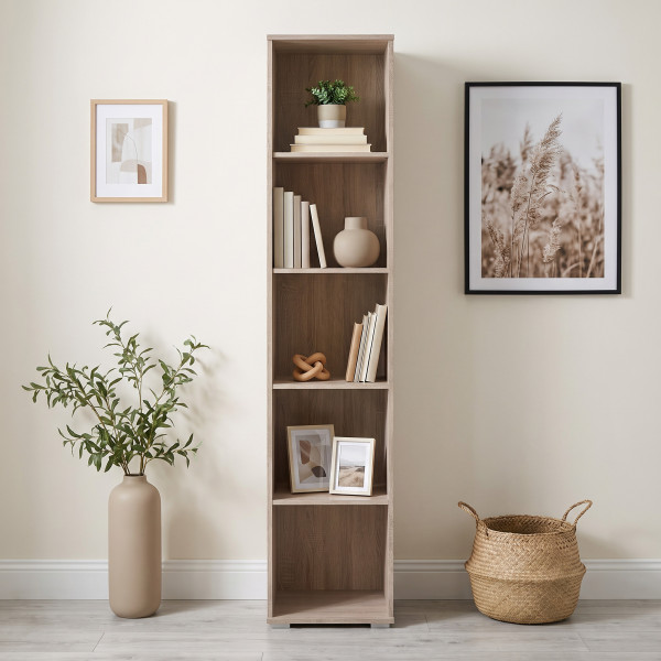 NEST modern keskeny könyvespolc – tölgy – 40 cm