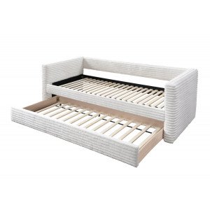 NESTY modern kárpitozott ágy kihúzható pótággyal – krém – 90 × 200 cm 90 cm