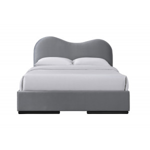 PLUSH modern kétszemélyes kárpitozott ágy fiókokkal – szürke – 160 × 200 cm