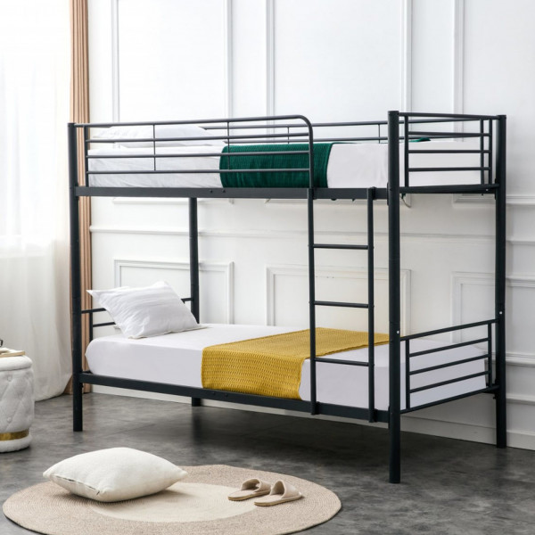 LOFTY modern emeletes ágy – fekete – 2 × 90 × 200 cm
