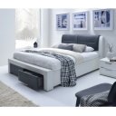 MONO modern kárpitozott franciaágy fiókokkal – fehér / fekete – 140 × 200 cm