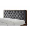 VELVET modern kárpitozott ágy – szürke / dió – 120 × 200 cm