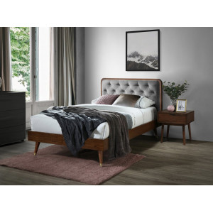 VELVET modern kárpitozott ágy – szürke / dió – 120 × 200 cm