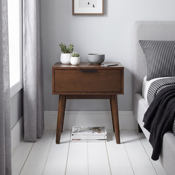 GRAIN modern éjjeliszekrény fiókkal – dió – 45 cm