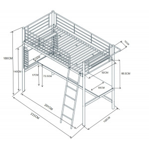 LEVEL modern galériaágy íróasztallal – fehér – 90 × 200 cm