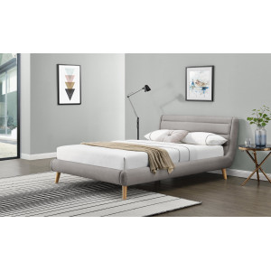 CALM modern kárpitozott franciaágy – világosszürke / natúr – 160 × 200 cm