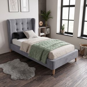 BLUSH modern kárpitozott ágy – szürke – 90 × 200 cm 90 cm