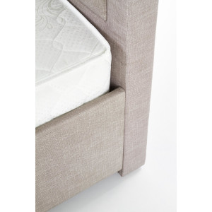 FRAME modern kárpitozott franciaágy 4 fiókkal – bézs / dió – 160 × 200 cm