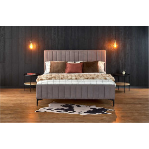 LINE modern kárpitozott franciaágy – világosszürke / fekete – 160 × 200 cm
