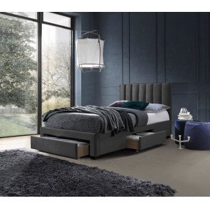 PLUME modern kárpitozott ágy fiókokkal – szürke – 120 × 200 cm 120 cm