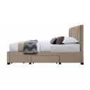 PLUME modern kárpitozott franciaágy 3 fiókkal – bézs – 140 × 200 cm