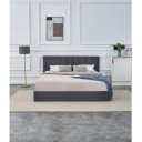NIMBUS modern kárpitozott franciaágy ágyneműtartóval – szürke – 160 × 200 cm