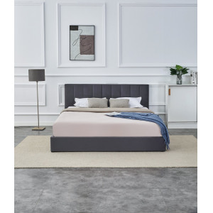 NIMBUS modern kárpitozott franciaágy ágyneműtartóval – szürke – 160 × 200 cm