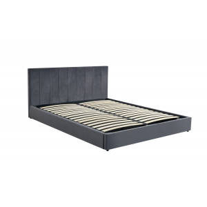 NIMBUS modern kárpitozott franciaágy ágyneműtartóval – szürke – 160 × 200 cm