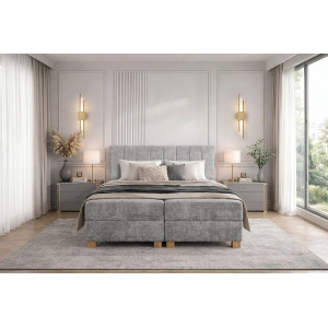 LOUNGE modern kontinentális franciaágy beépített matraccal – szürke – 160 × 200 cm