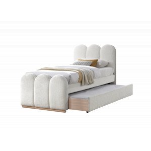 ELVERA modern kárpitozott ágy kihúzható pótággyal – krém – 90 × 200 cm 90 cm