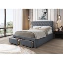 PILLOW modern kárpitozott franciaágy 2 tárolófiókkal – szürke – 160 × 200 cm