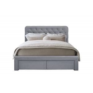 PILLOW modern kárpitozott franciaágy 2 tárolófiókkal – szürke – 160 × 200 cm