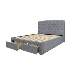 PILLOW modern kárpitozott franciaágy 2 tárolófiókkal – szürke – 160 × 200 cm