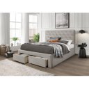 PILLOW modern kárpitozott franciaágy 2 tárolófiókkal – bézs – 160 × 200 cm