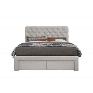 PILLOW modern kárpitozott franciaágy 2 tárolófiókkal – bézs – 160 × 200 cm