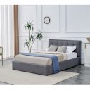 FOLD modern kárpitozott franciaágy ágyneműtartóval – szürke – 140 × 200 cm