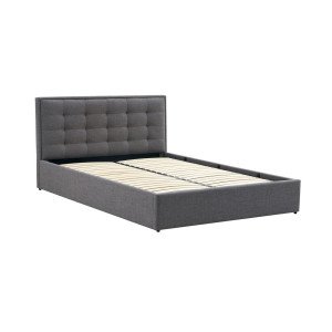 FOLD modern kárpitozott franciaágy ágyneműtartóval – szürke – 140 × 200 cm 140 cm